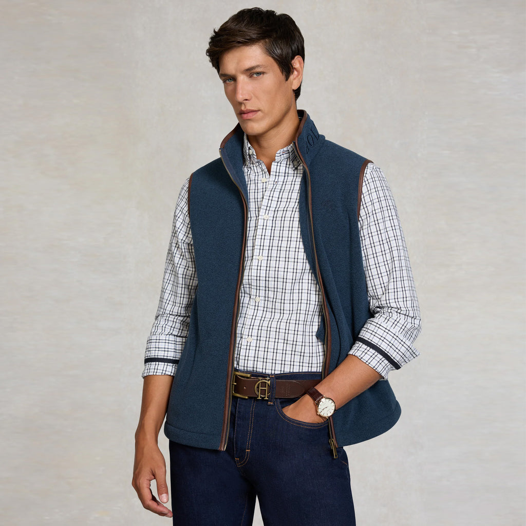 Holland Cooper Mens Country Fleece Gilet - Dusty Blue