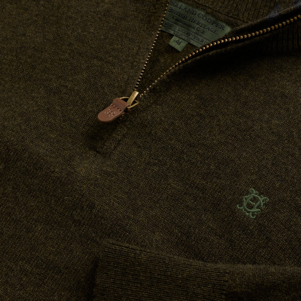 Holland Cooper Mens Fine Quarter Zip Knit - Moss