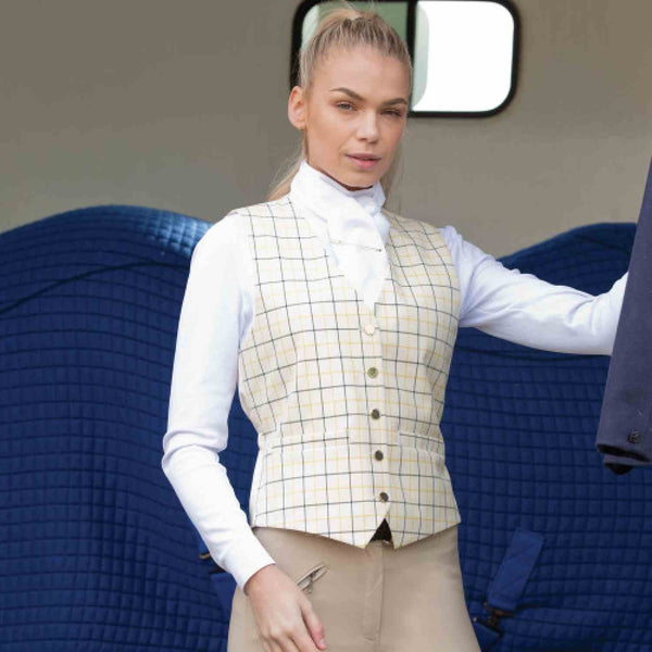 Classic Tattersall Check Waistcoat Gold/Black Check