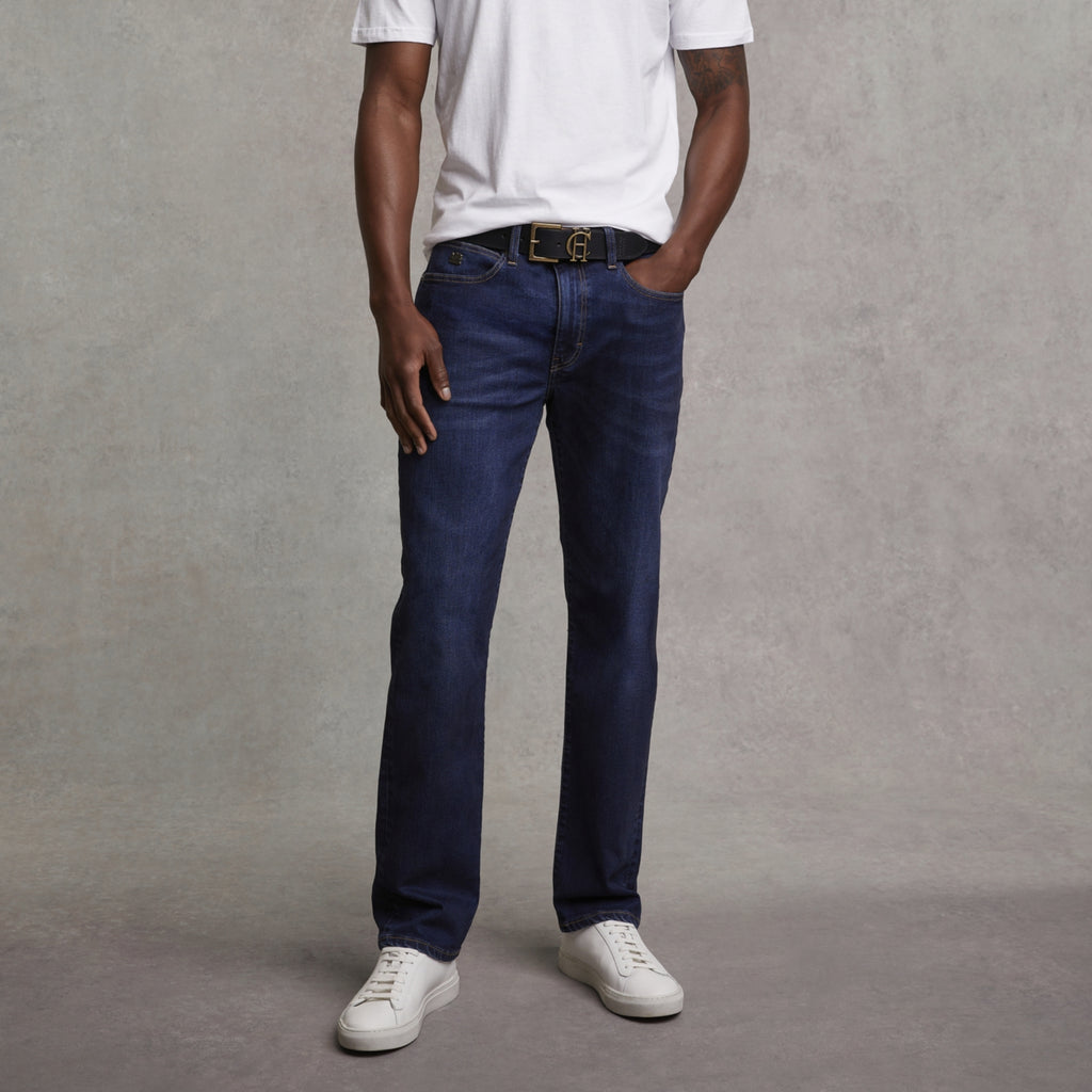 Holland Cooper Mens Classic Straight Jean - Washed Indigo
