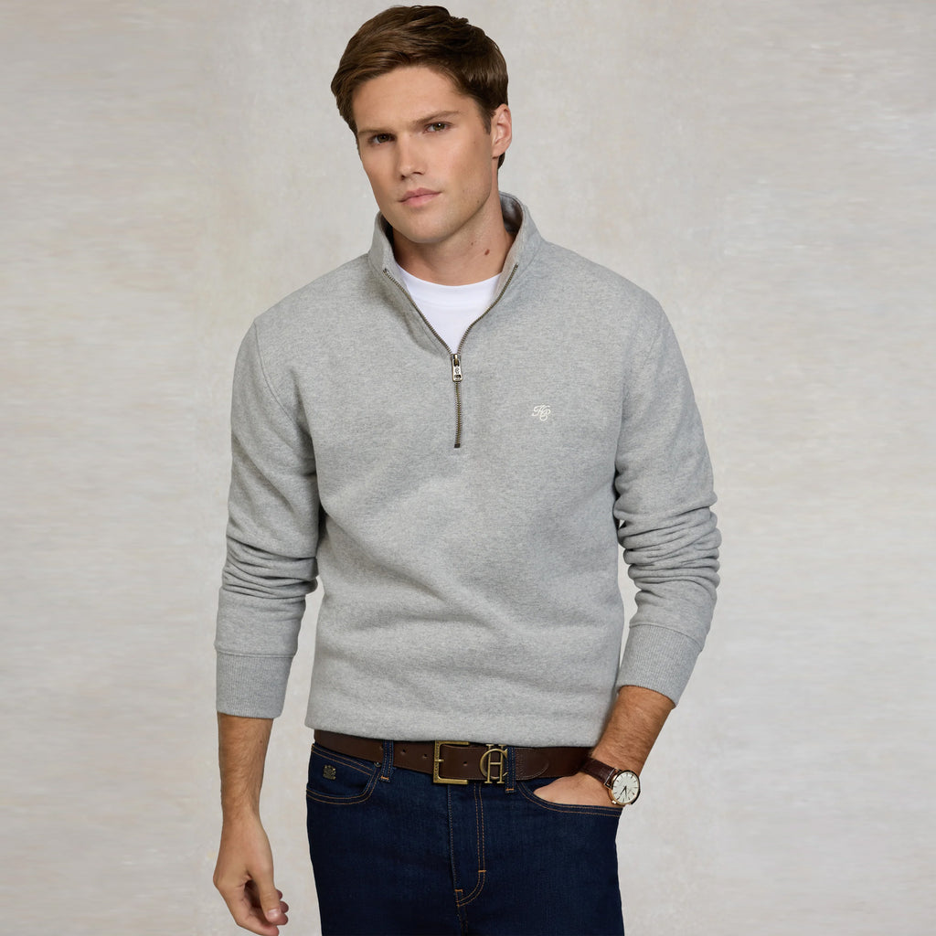 Holland Cooper Mens Quarter Zip Sweat - Grey Marl