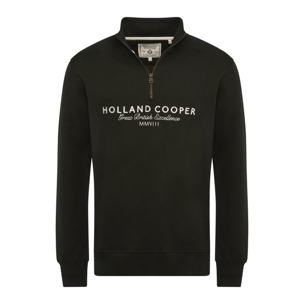 Holland Cooper Mens Sporting Goods Zip Henley - Racing Green