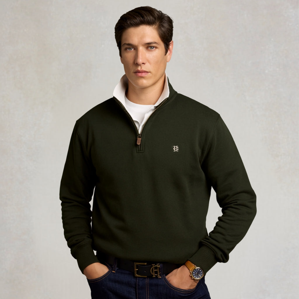 Holland Cooper Mens Classic Quarter Zip Sweat - Racing Green