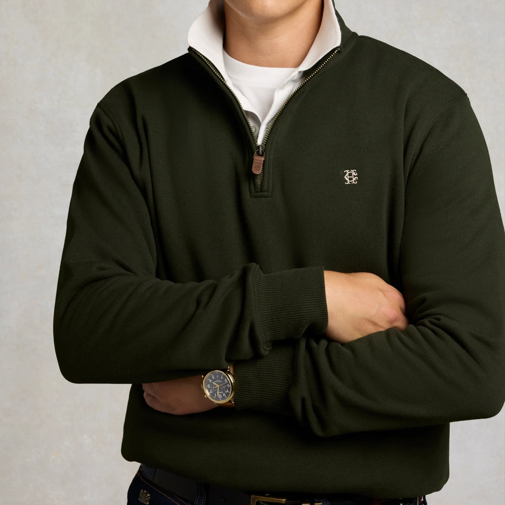 Holland Cooper Mens Classic Quarter Zip Sweat - Racing Green
