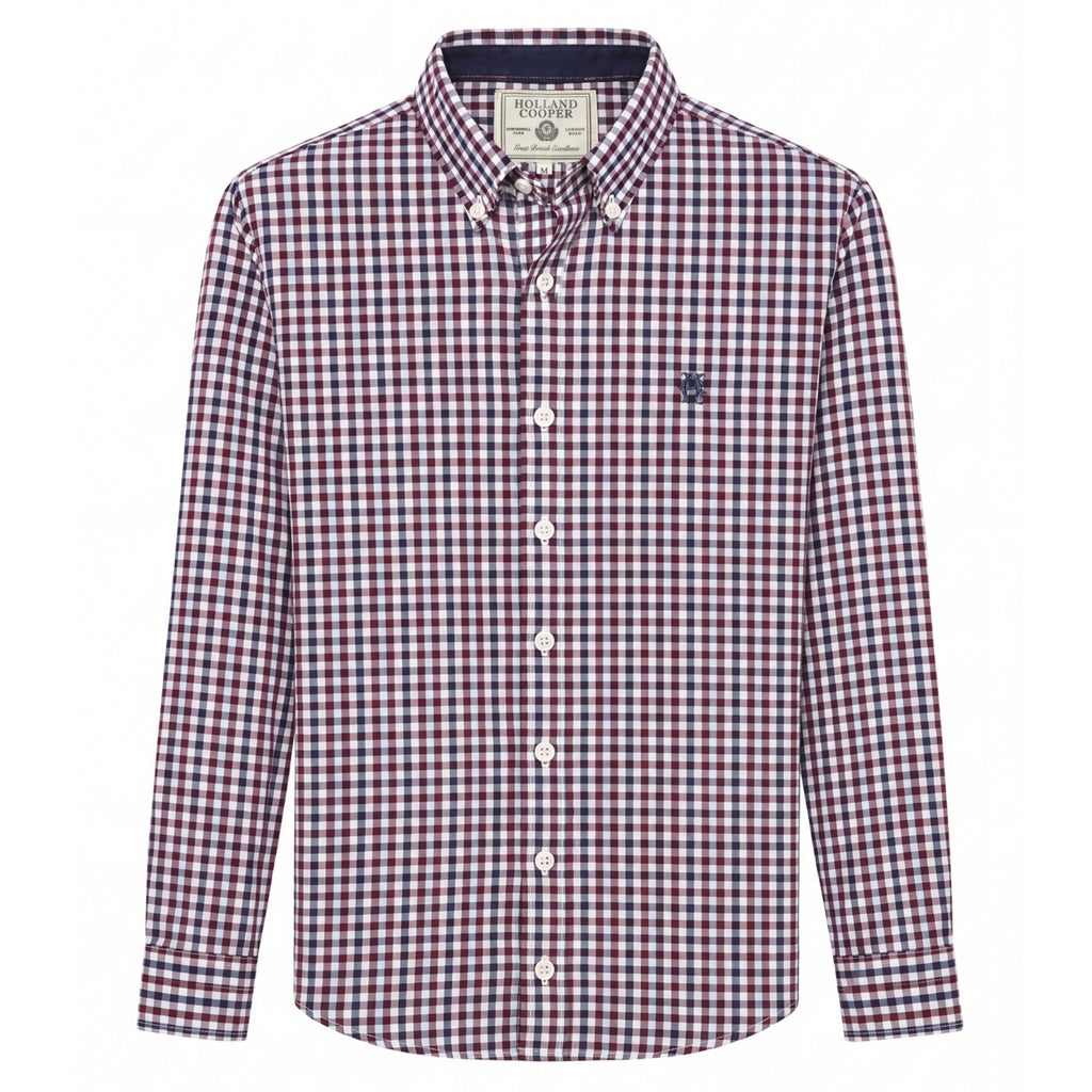 Holland Cooper Mens Classic Fit Brushed Cotton Shirt - Portland Red Check