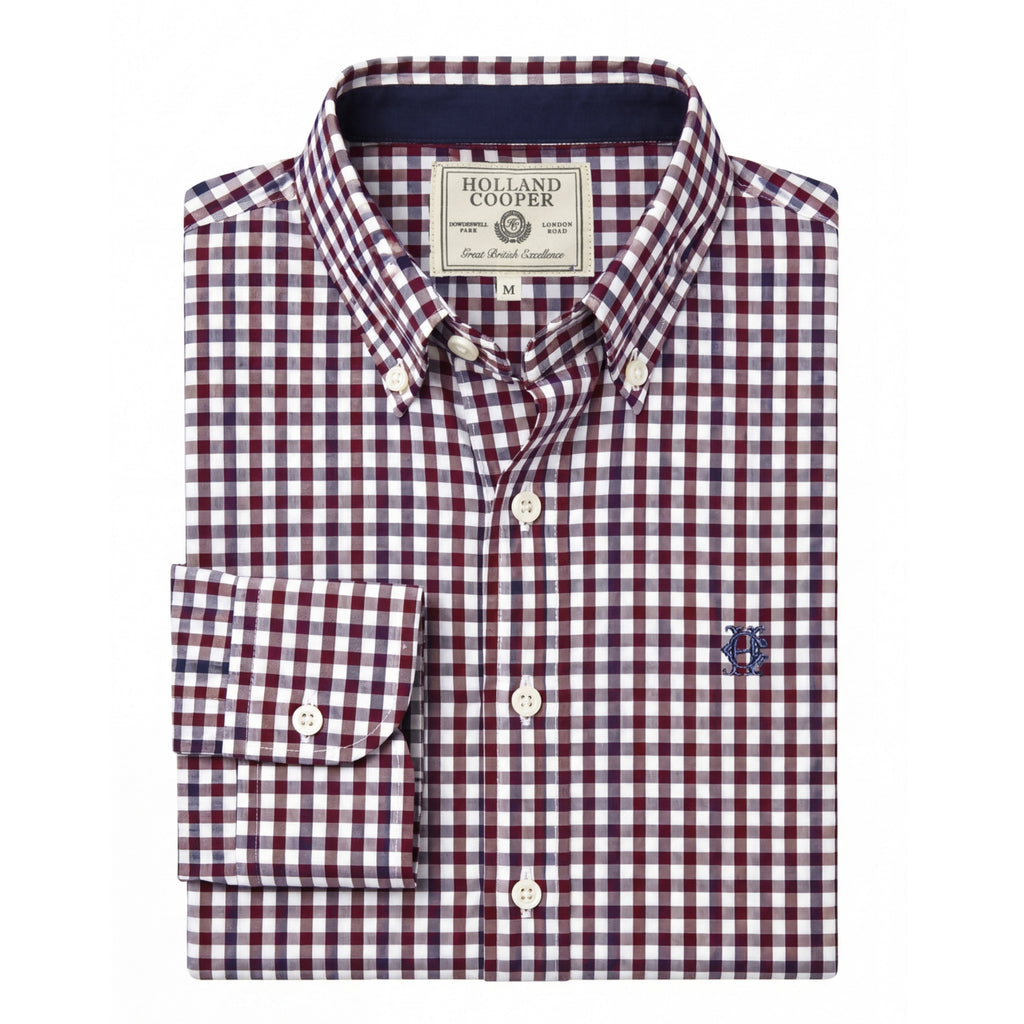 Holland Cooper Mens Classic Fit Brushed Cotton Shirt - Portland Red Check