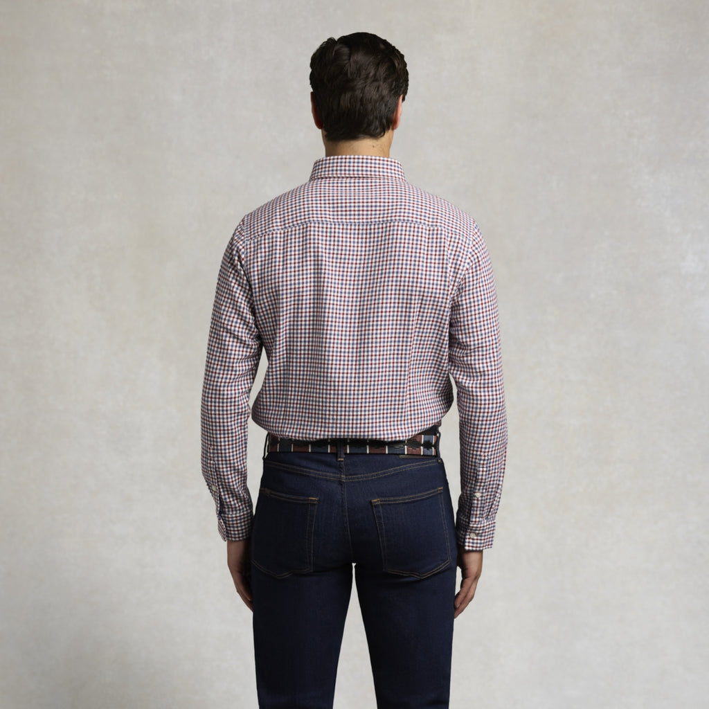 Holland Cooper Mens Classic Fit Brushed Cotton Shirt - Portland Red Check