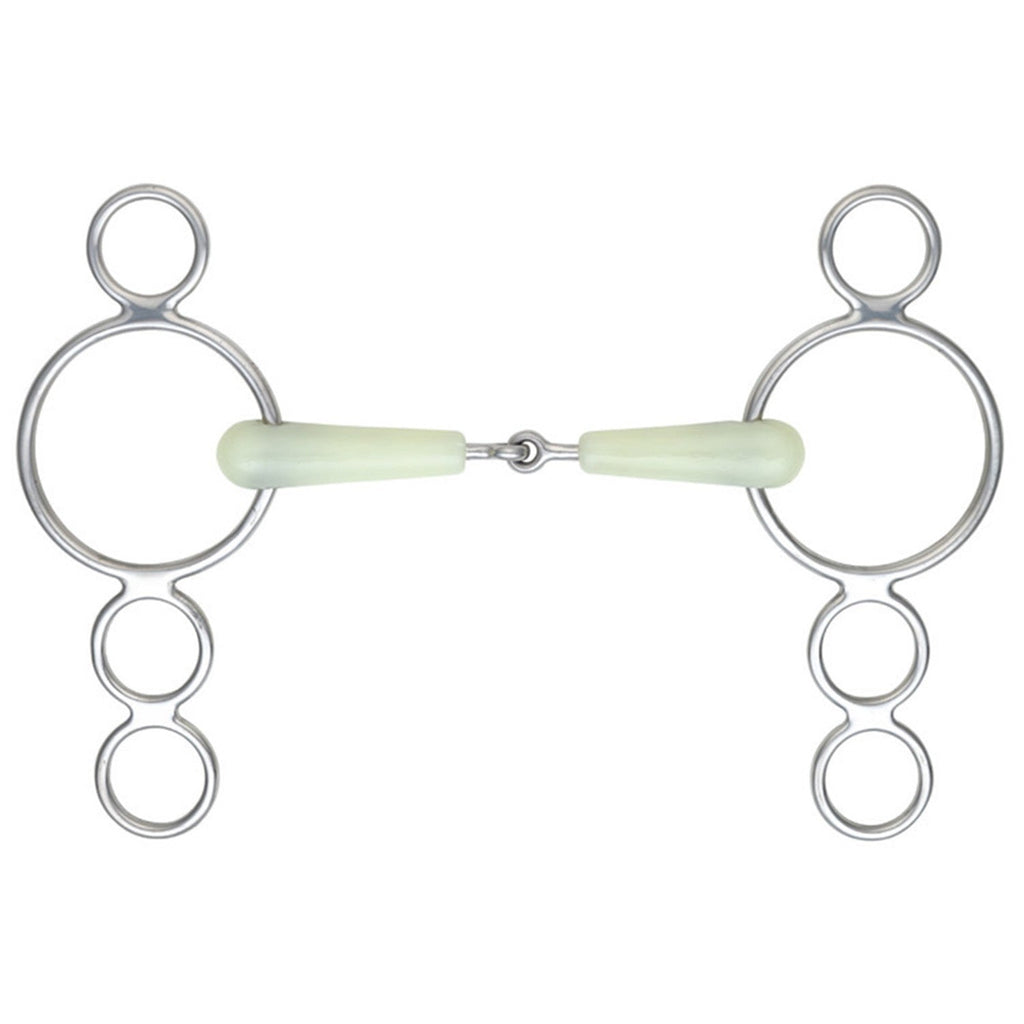 Equikind Single Jointed 3 Ring Dutch Gag - Pale Green