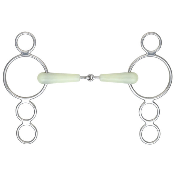 Equikind Single Jointed 3 Ring Dutch Gag - Pale Green