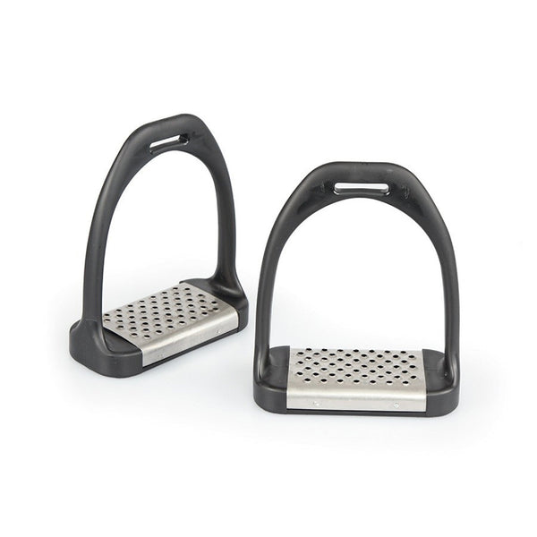 Stirrup Irons With Metal Tread - Black