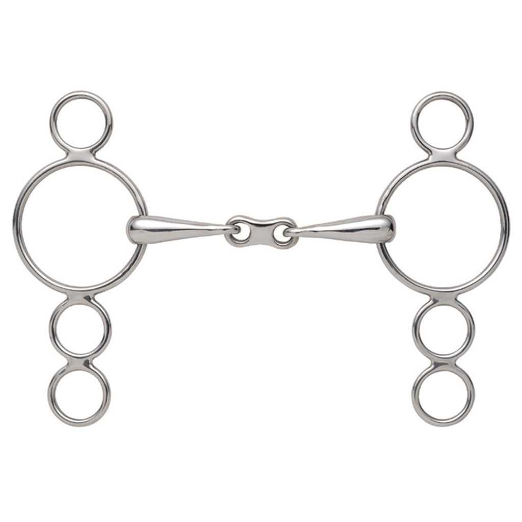 3 Ring Dutch Gag With French Link Stainless Steel Bit