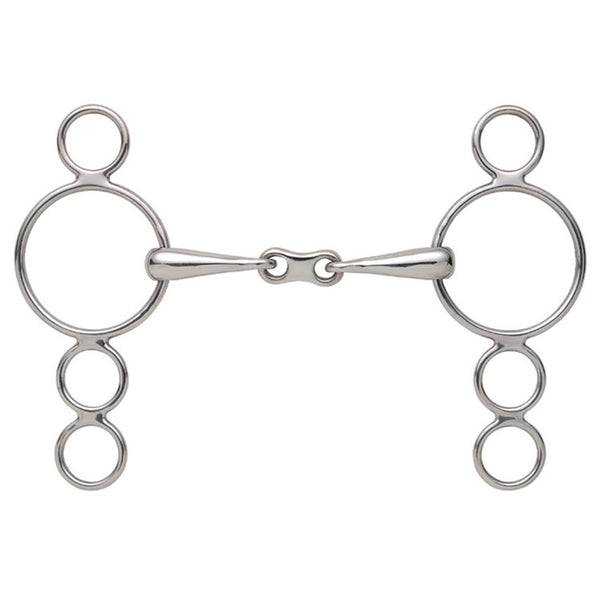 3 Ring Dutch Gag With French Link Stainless Steel Bit