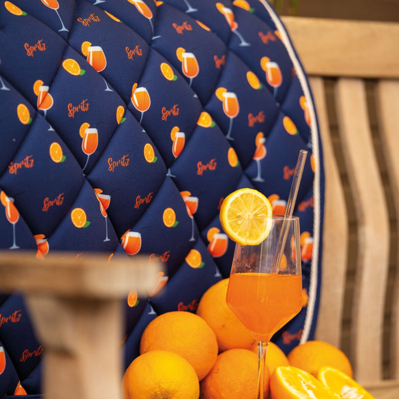 HKM Splash Dressage Saddle Pad - Dark Blue/Orange