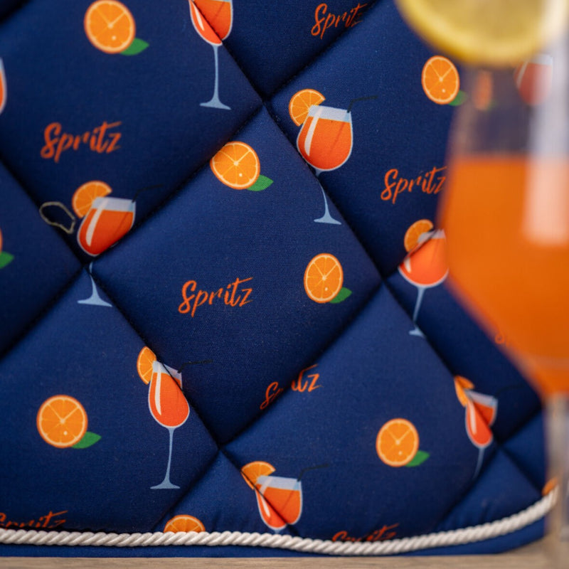 HKM Splash Dressage Saddle Pad - Dark Blue/Orange