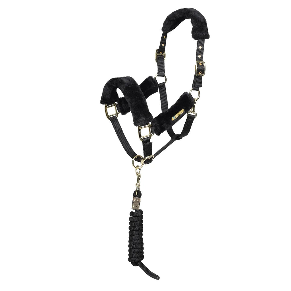 ARMA Faux Fur Headcollar and Lead Rope - Black