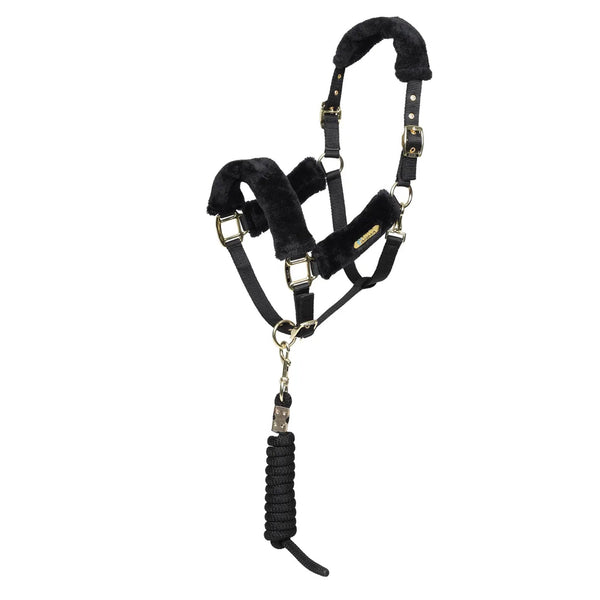ARMA Faux Fur Headcollar and Lead Rope - Black