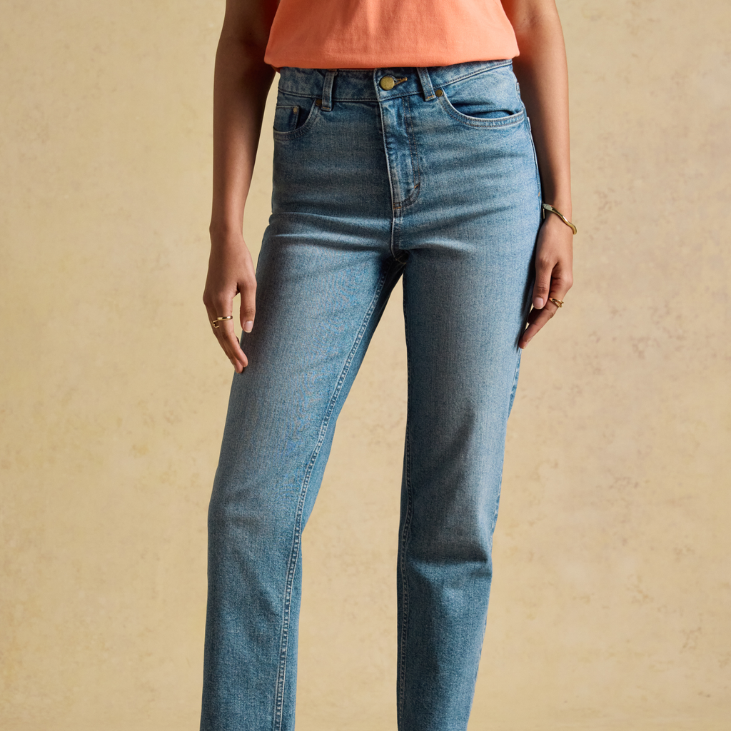 Joules Ladies Slim Straight Jean - Mid Blue