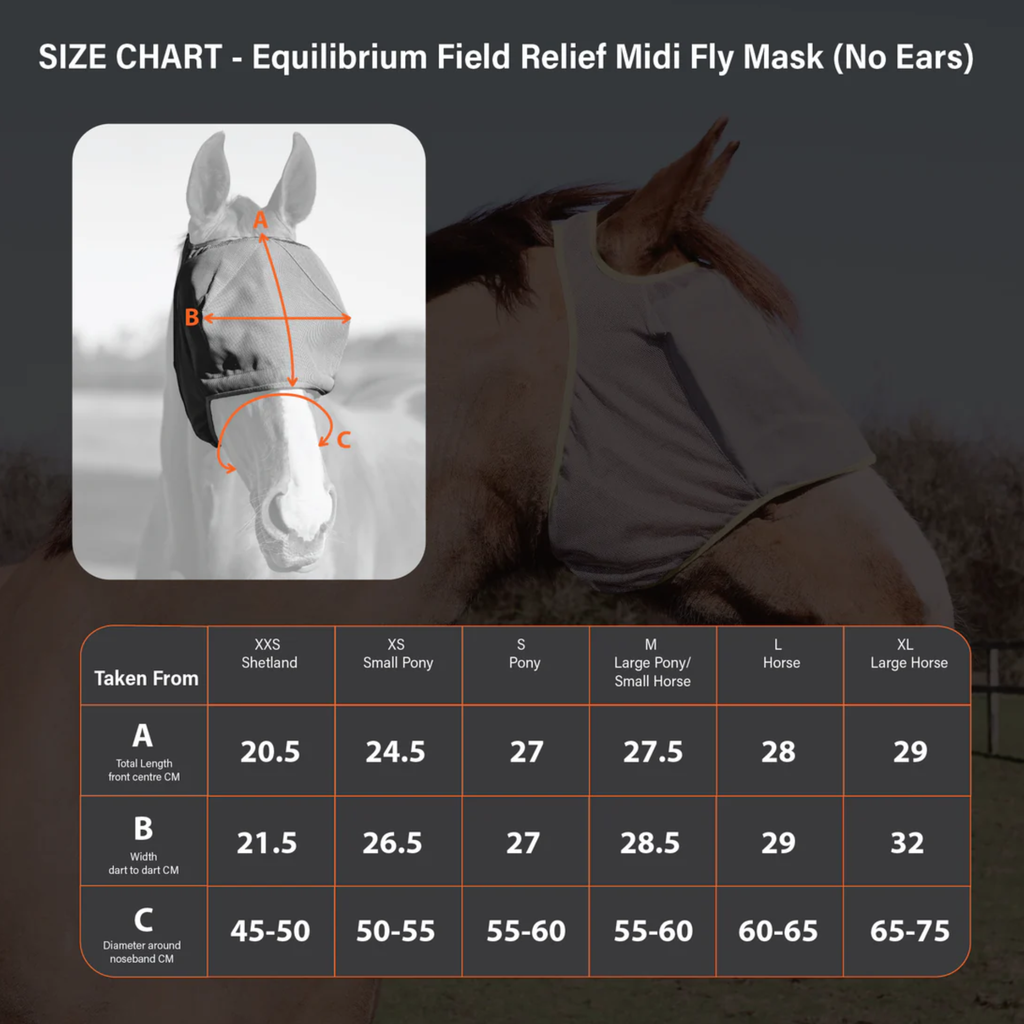 Equilibrium Field Relief Midi Fly Mask Without Ears - Black/Orange