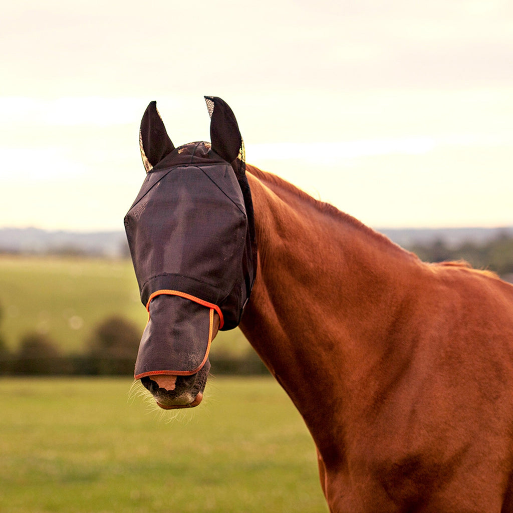 Equilibrium Field Relief Max Fly Mask - Black/Orange