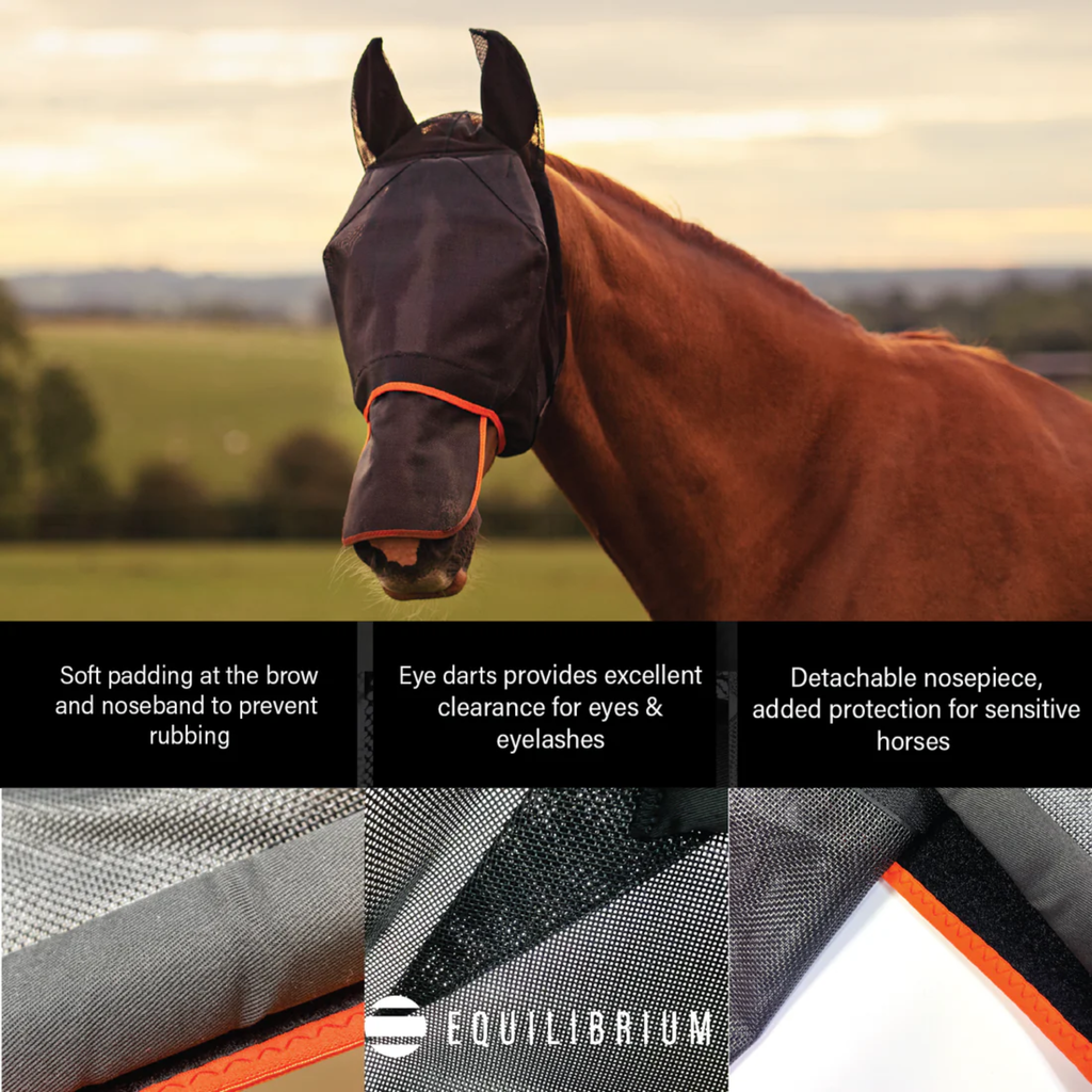 Equilibrium Field Relief Max Fly Mask - Black/Orange