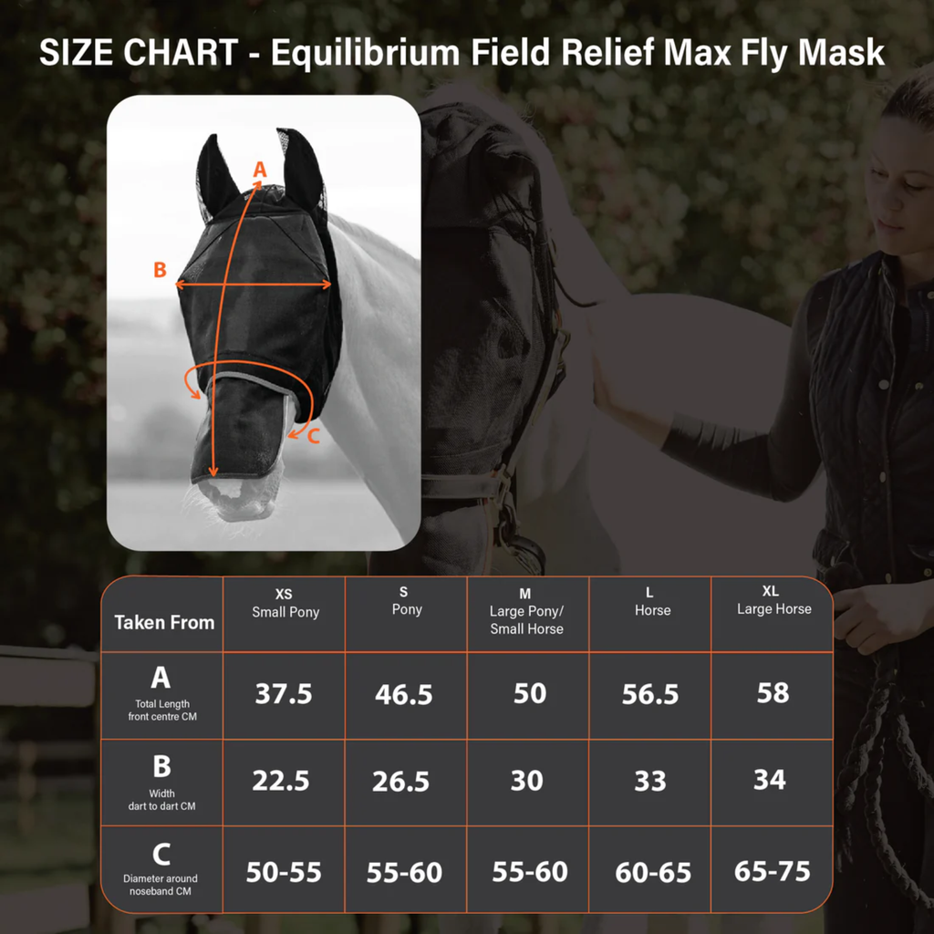 Equilibrium Field Relief Max Fly Mask - Black/Orange