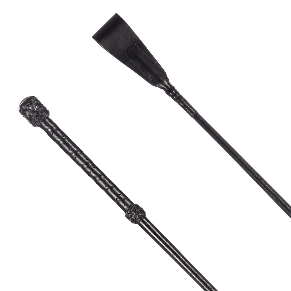 Country Direct Soft Grip Premium Leather Riding Whip - Black