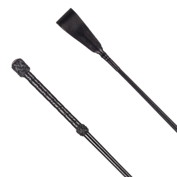 Country Direct Soft Grip Premium Leather Riding Whip - Black