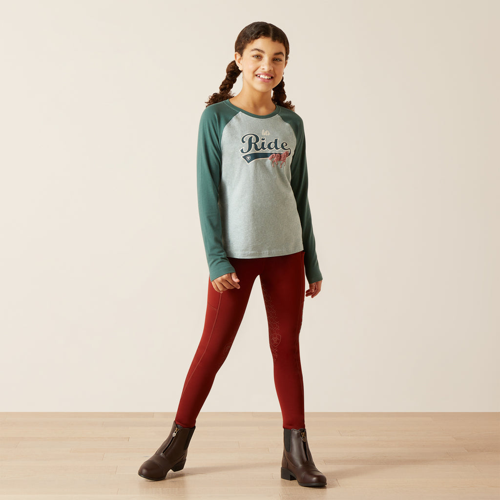 Ariat Youth Lets Ride Long Sleeve Tee - Arctic/Silver Pine