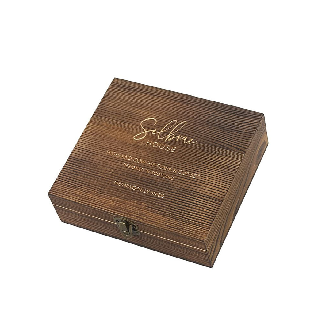 Selbrae House Highland Cow Hip Flask and Cup Set