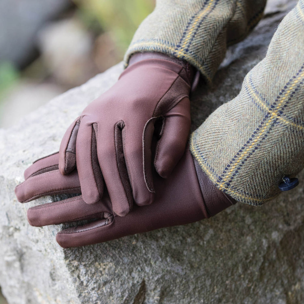 Equetech Junior Stretch Show Gloves - Brown