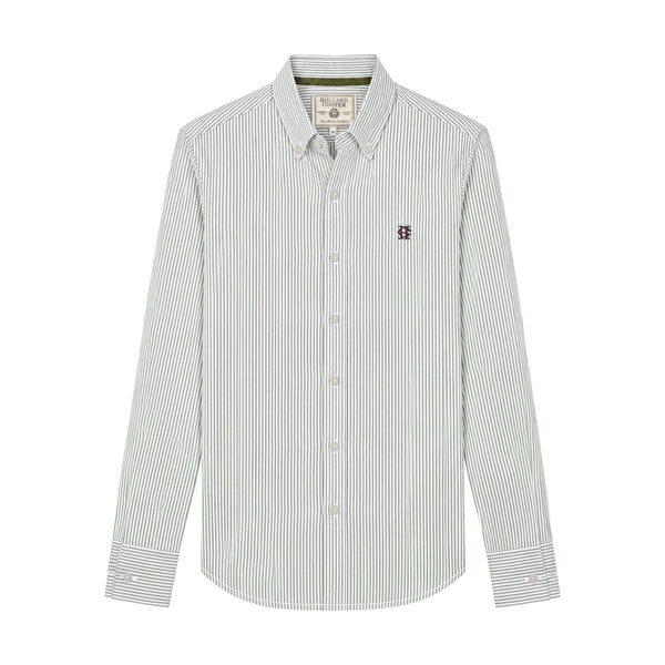Holland Cooper Mens Oxford Shirt - Olive Stripe