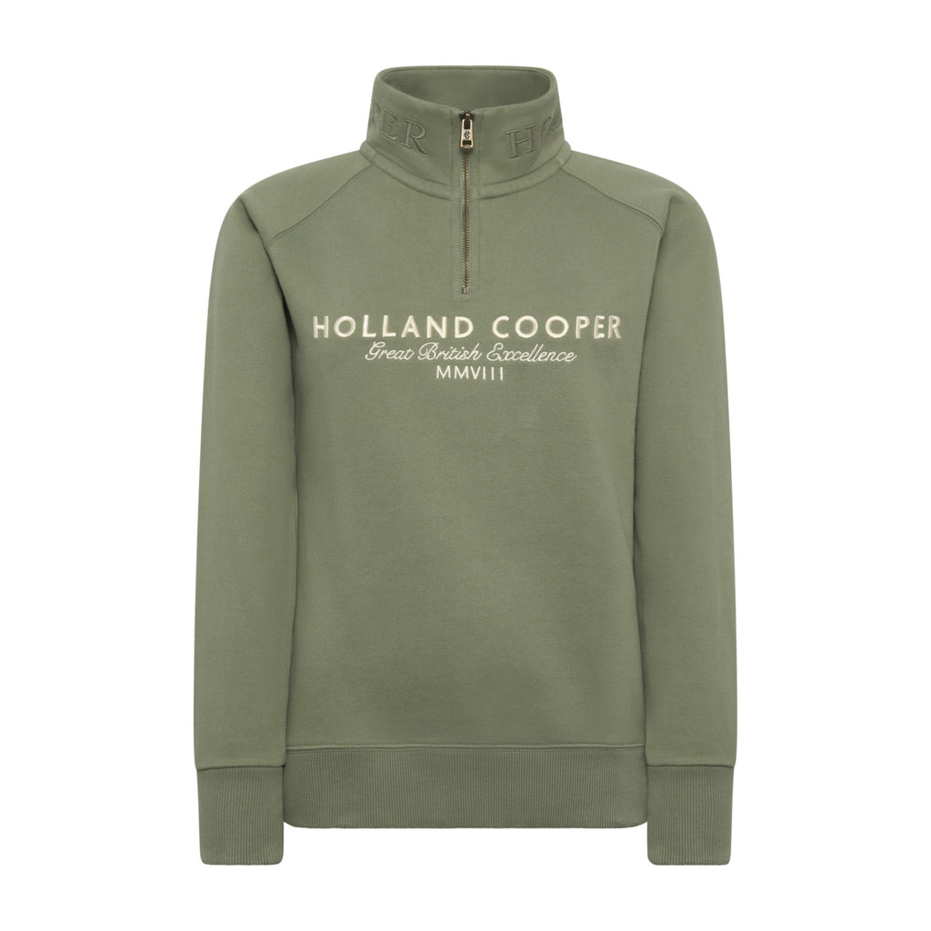 Holland Cooper Ladies Sporting Goods Zip Henley - Sage