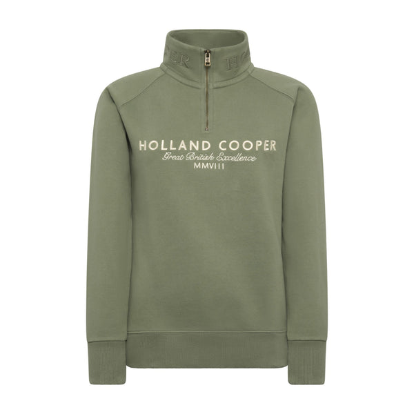 Holland Cooper Ladies Sporting Goods Zip Henley - Sage