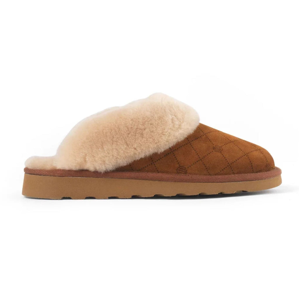 Fairfax & Favour Ladies Glencoe Mule Slipper - Printed Tan Suede