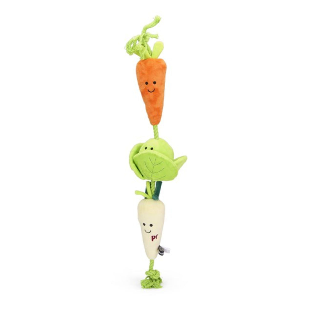 Petface Foodie Faces Christmas Veggie Tugger Plush and Rope Dog Toy
