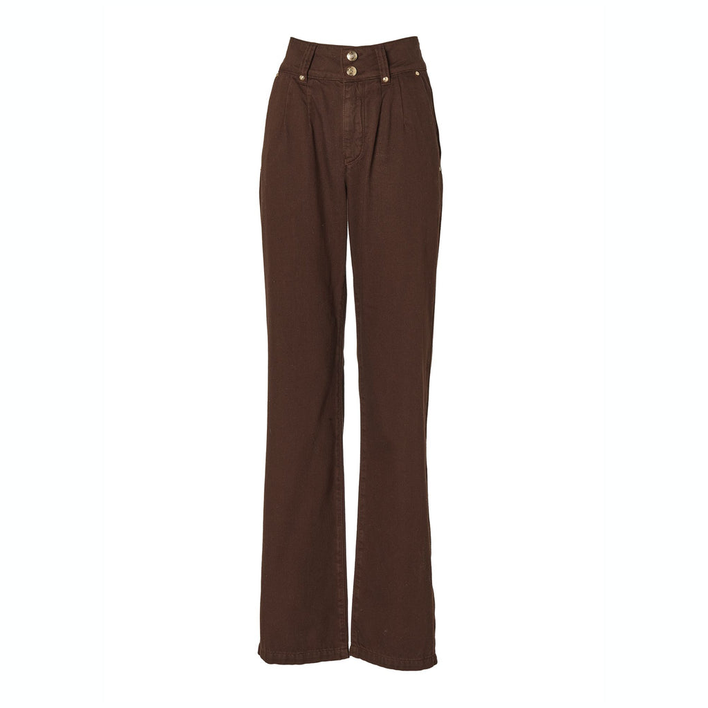 Holland Cooper Ladies Tailored Wide Leg Jean - Chocolate
