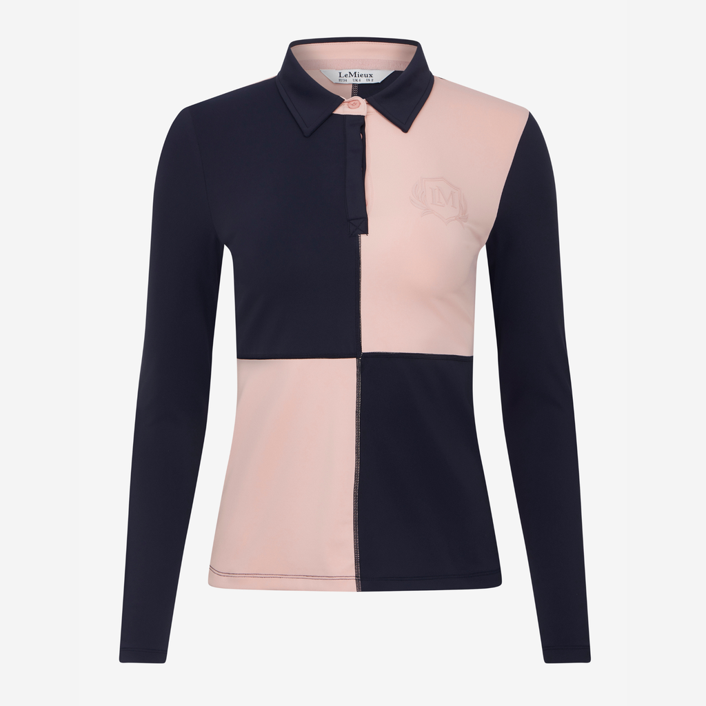 LeMieux Harlequin Rugby Shirt Base Layer - Petal/Navy