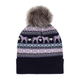 Ladies Malmo Fairisle Knitted Pom Hat - Navy
