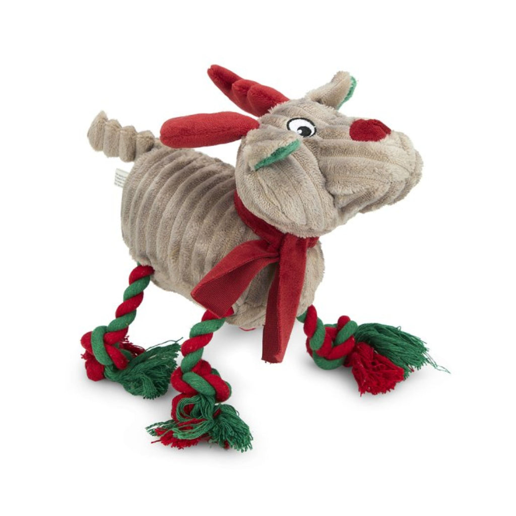 Petface Roger Rope Legs Reindeer with Scarf Plush Christmas Dog Toy