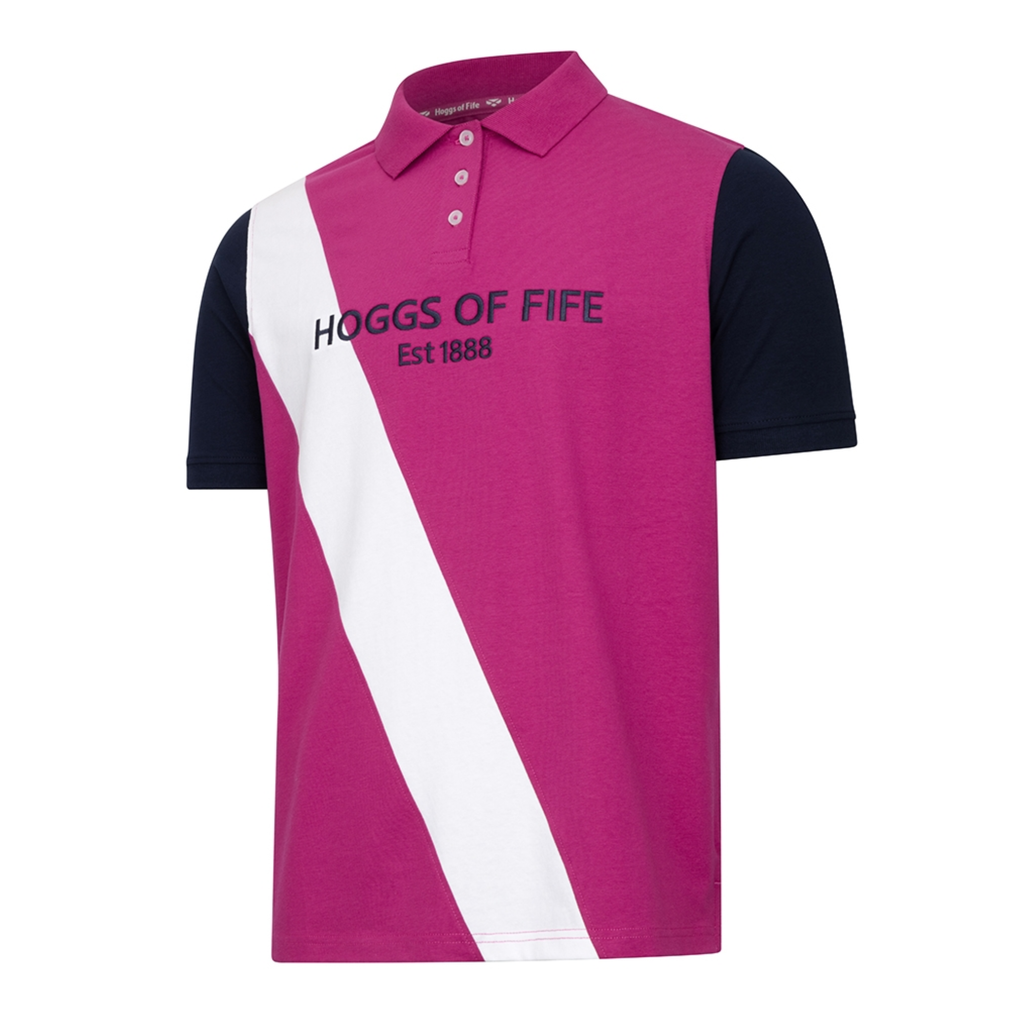 Hoggs of Fife Ladies Abbey Sash Jersey Polo - Berry/Navy
