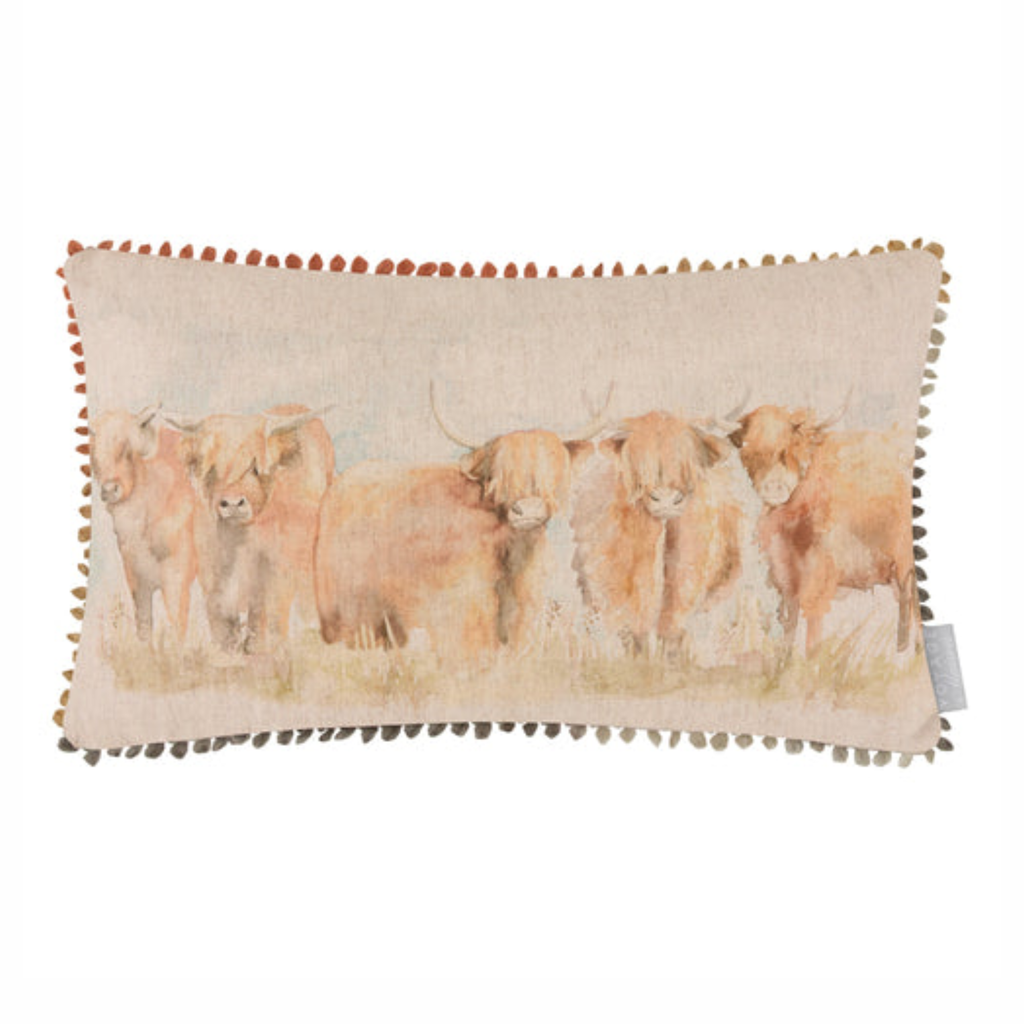 Voyage Maison Highland Cattle Printed Cushion - Natural