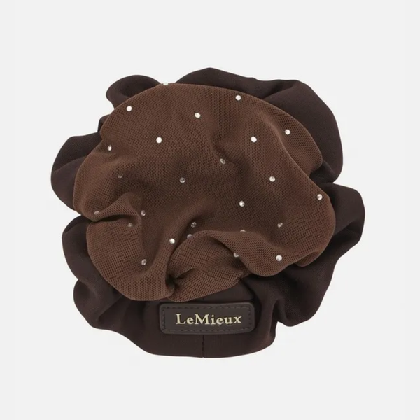 LeMieux Scrunchie with Crystal Hair Net - Brown/Brown