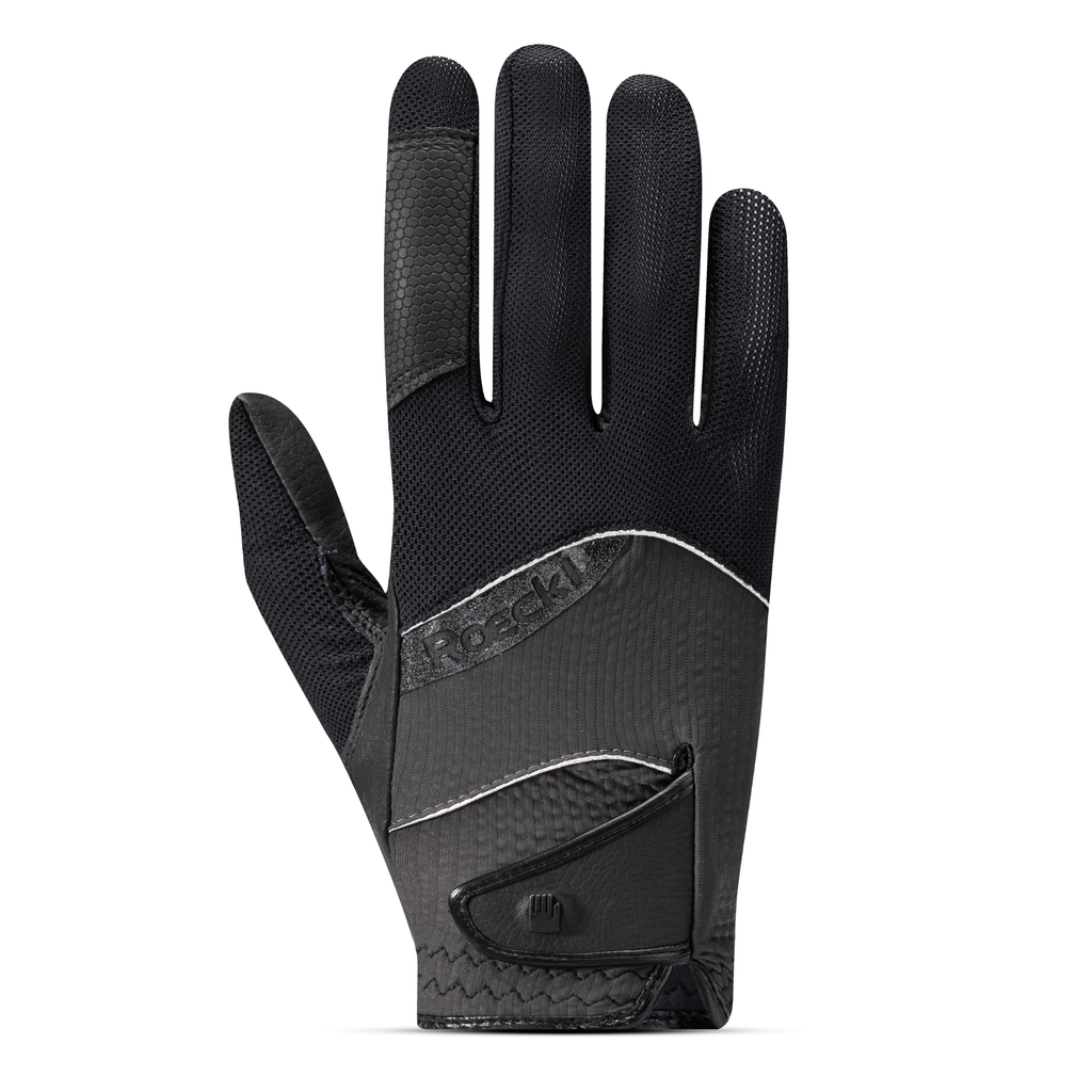 Roeckl Millero Riding Glove - Black/Volcanich Ash