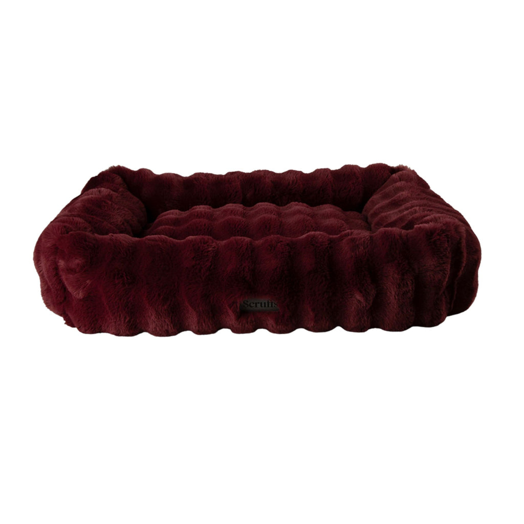 Scruffs Festive Fur Box Bed - Burgundy