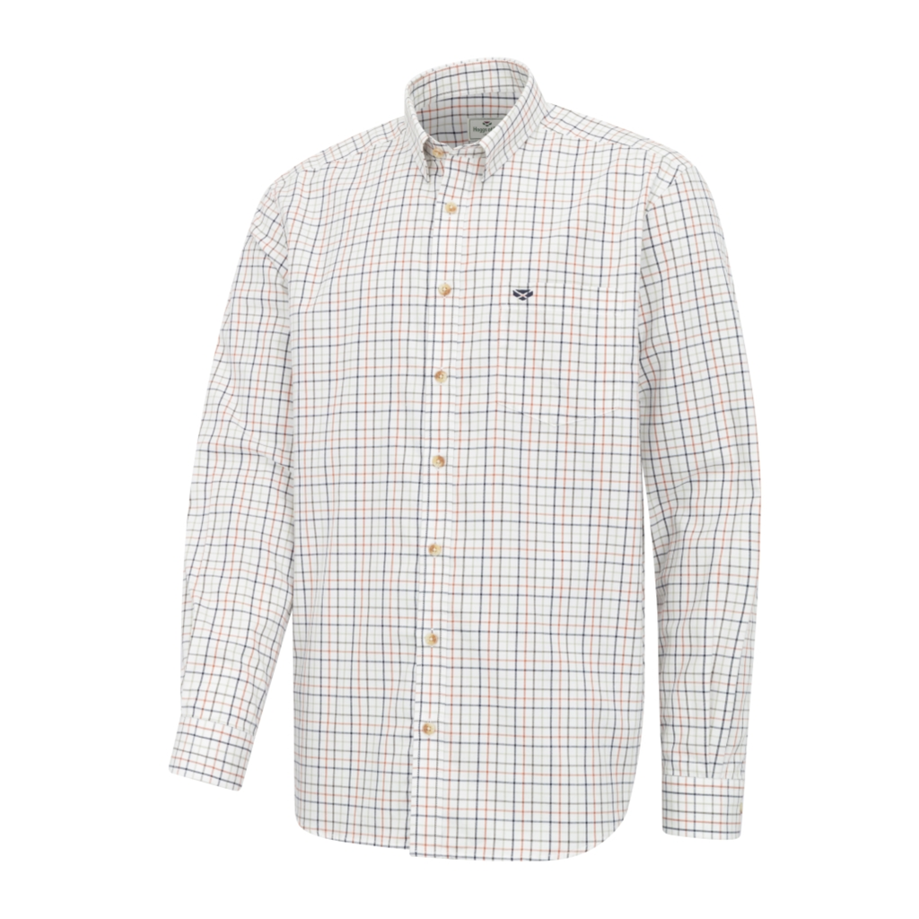 Hoggs of Fife Mens Inverness Cotton Tattersall Shirt - Navy/Rust Check