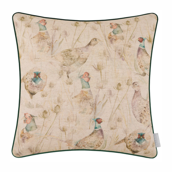 Voyage Maison Bowmont Pheasant Printed Piped Cushion - Natural