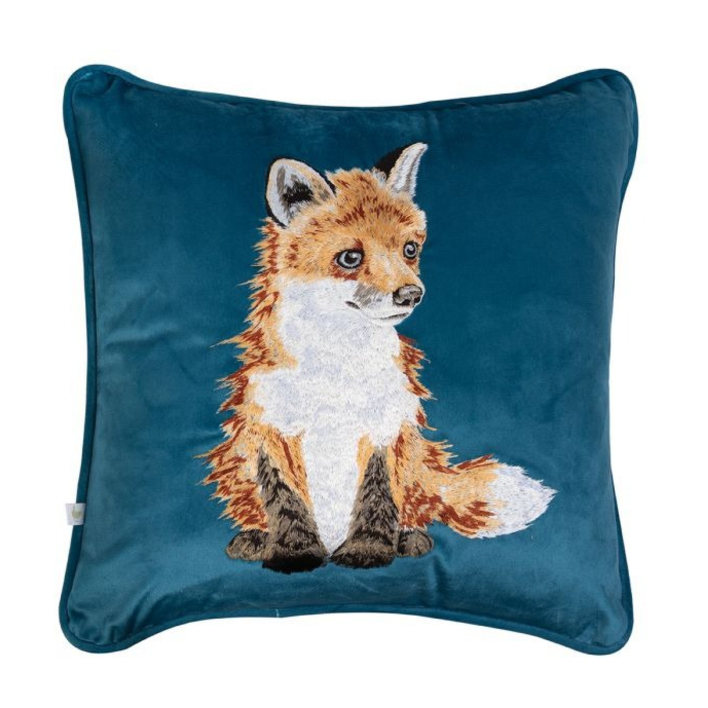Wrendale Fox Embroidered Cushion - Daydreamer