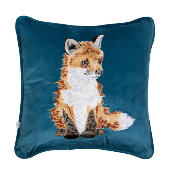 Wrendale Fox Embroidered Cushion - Daydreamer