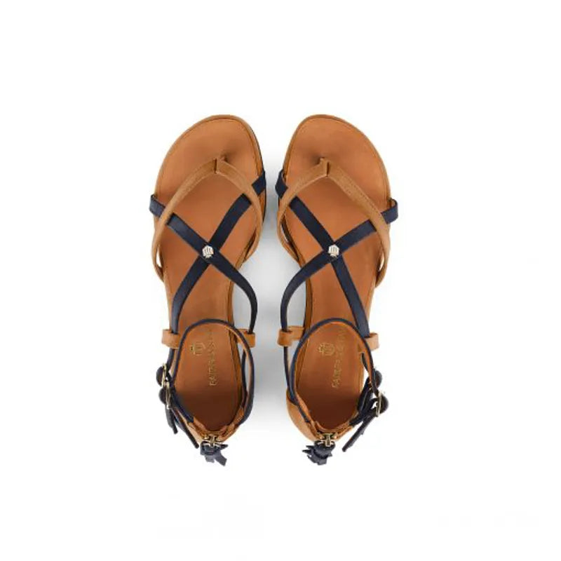 Fairfax and Favor Ladies The Brancaster Sandal - Navy/Tan
