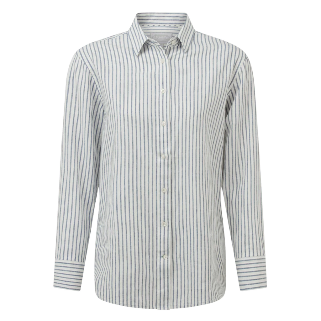 Schoffel Ladies Salthouse Linen Shirt - Blue Stripe